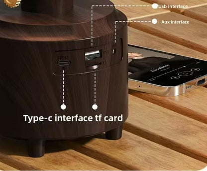 Retro lamp Bluetooth speaker portable outdoor camping light candle flame atmosphere night light FM radio sound system