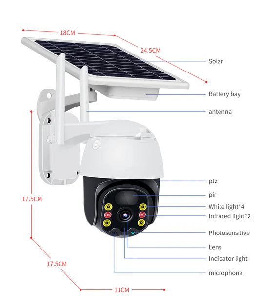 V380 IP66 solar powered outdoor security cameras outdoor auto tracking ptz camera 3MP WIFI Solar power ptz camera