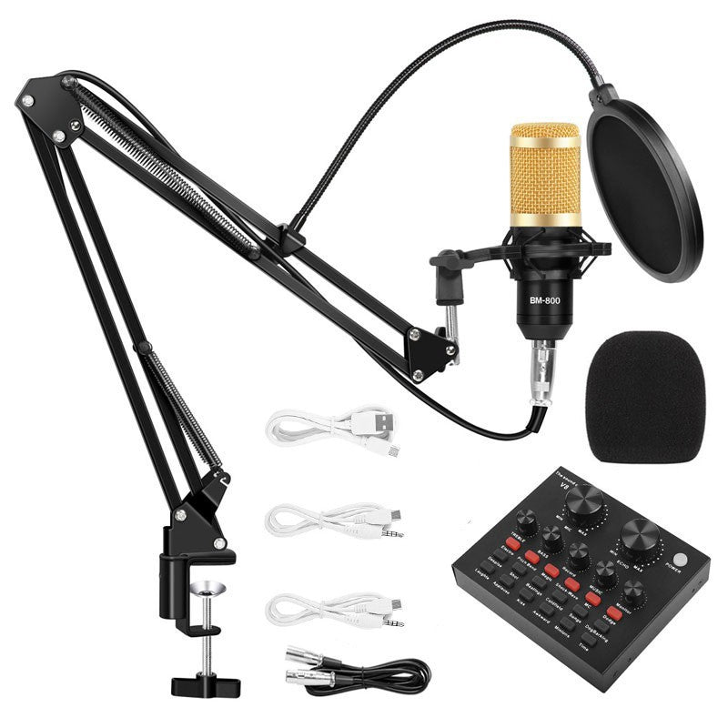 Gold Professional Condenser Microphone Bundle for Studio Recording and Broadcasting