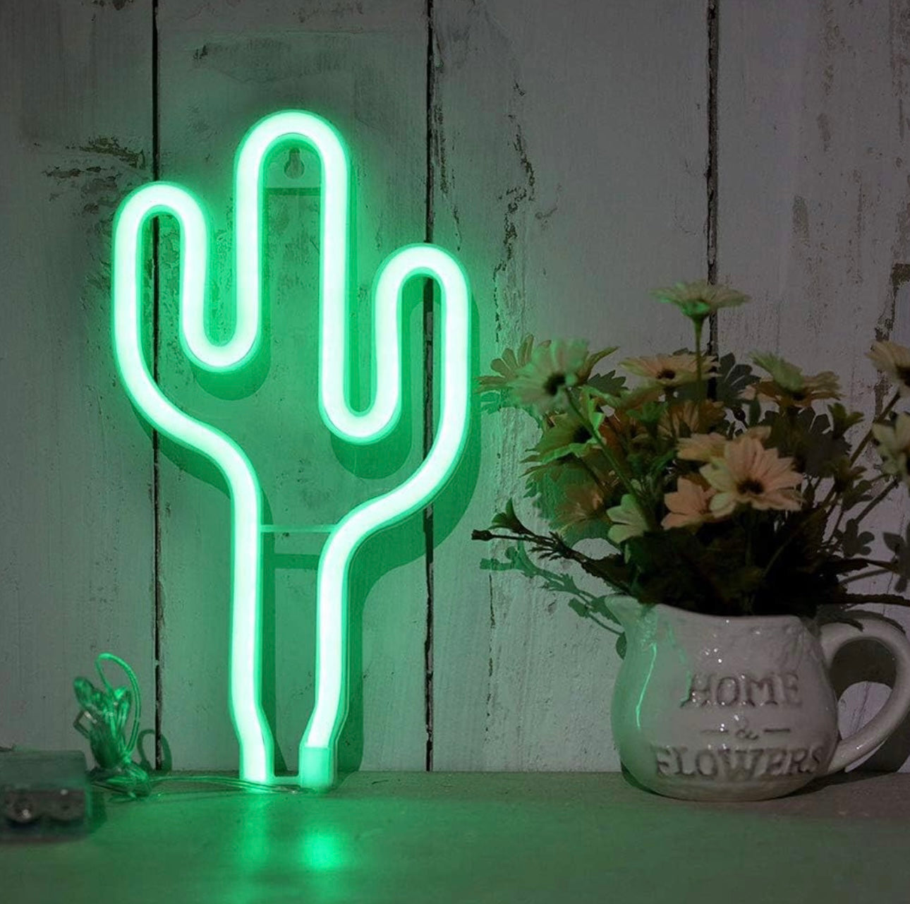 LED Green Cactus Neon Sign Wall Decor USB or Battery Operated Neon Night Lights Lamps Art Decor Wall Decoration Table Lights Decorative for Home Living Room Wedding Birthday Christmas Party