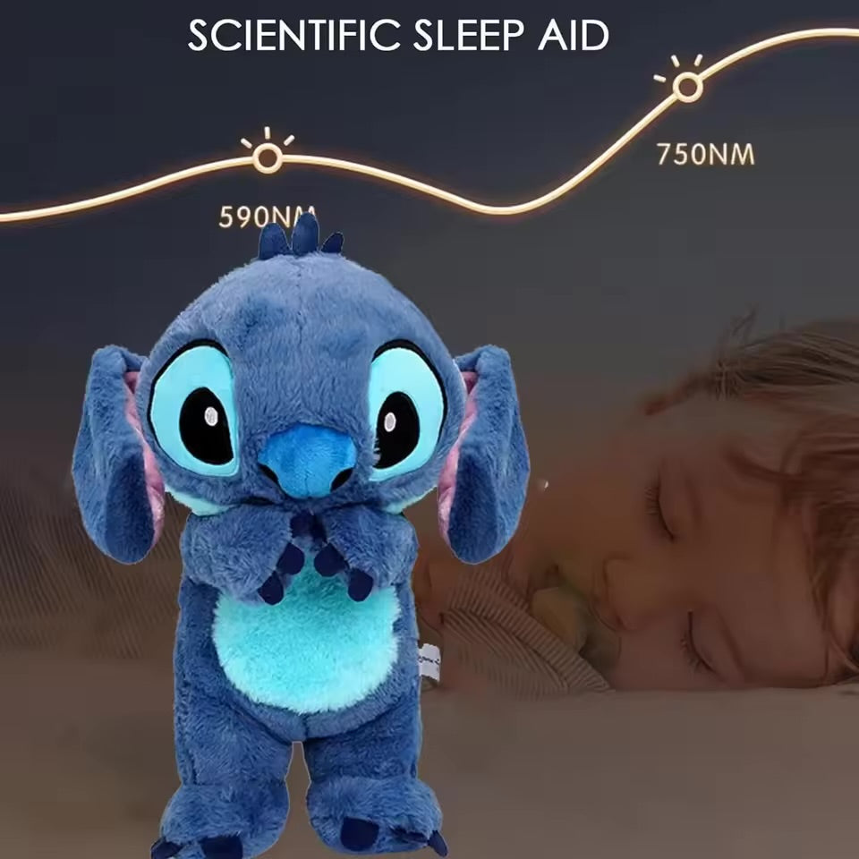 30cm Breathing Stitch Plush Doll Soothing Peluche Lilo&Stitch Kawaii Toy Anime Baby Music Light Child Sleep Model Gift Custom