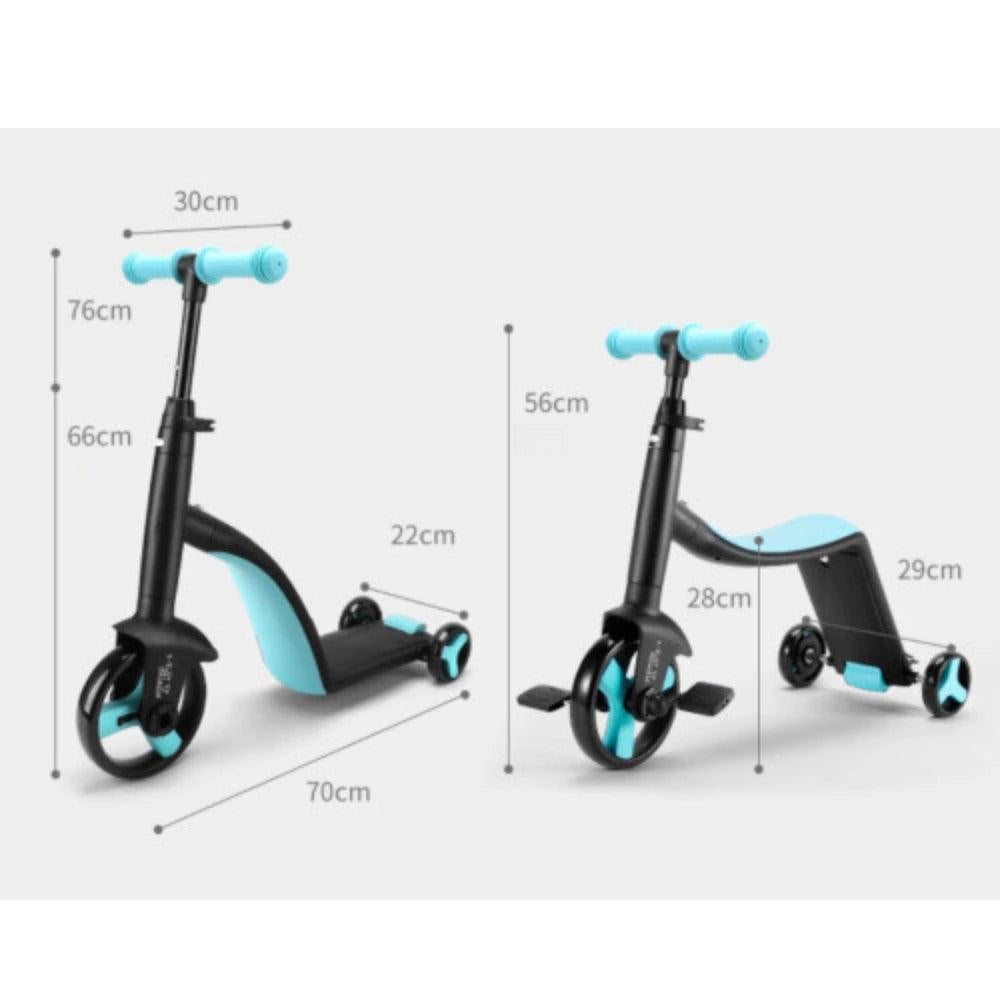 Kids Scooter, 3-in-1 Scooter for Ages 2-6, Toddler Scooter with 3 Adjustable Heights, Kids Tricycle, Balance Bike, Toys for Boys & Girls, Indoor and Outdoor