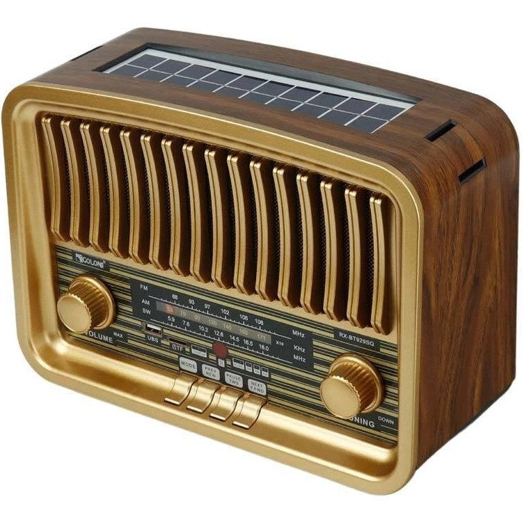 RX-BT929SQ Rx Retro Throwback Vintage Transistor Built-In Speaker Big Box Portable Wooden Table Usb Sd Card Fm Am Radio