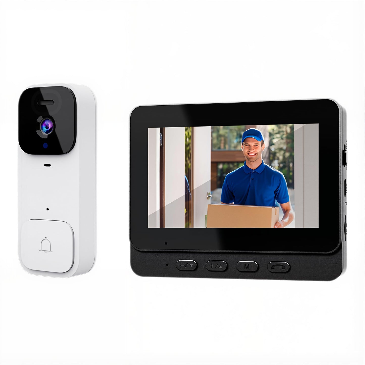 2.4G Wireless Doorbells with 4.3'' Display Security Camera Digital Door Peepholes HD Night Vision Home Intercom Video Eye Bell