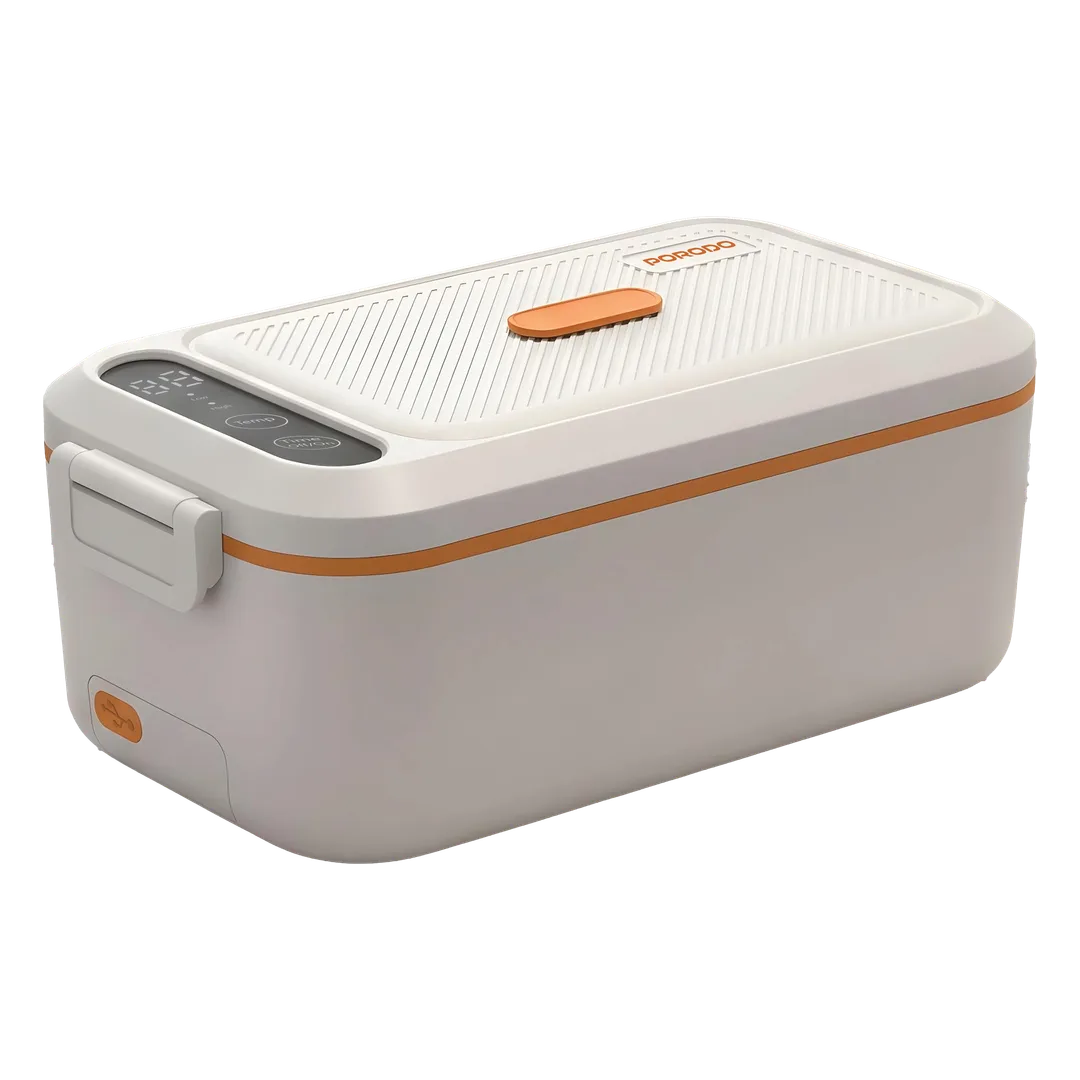 Porodo Lifestyle Lite Lunch Electric Heated Lunch Box with Temperature Retention - White & Orange