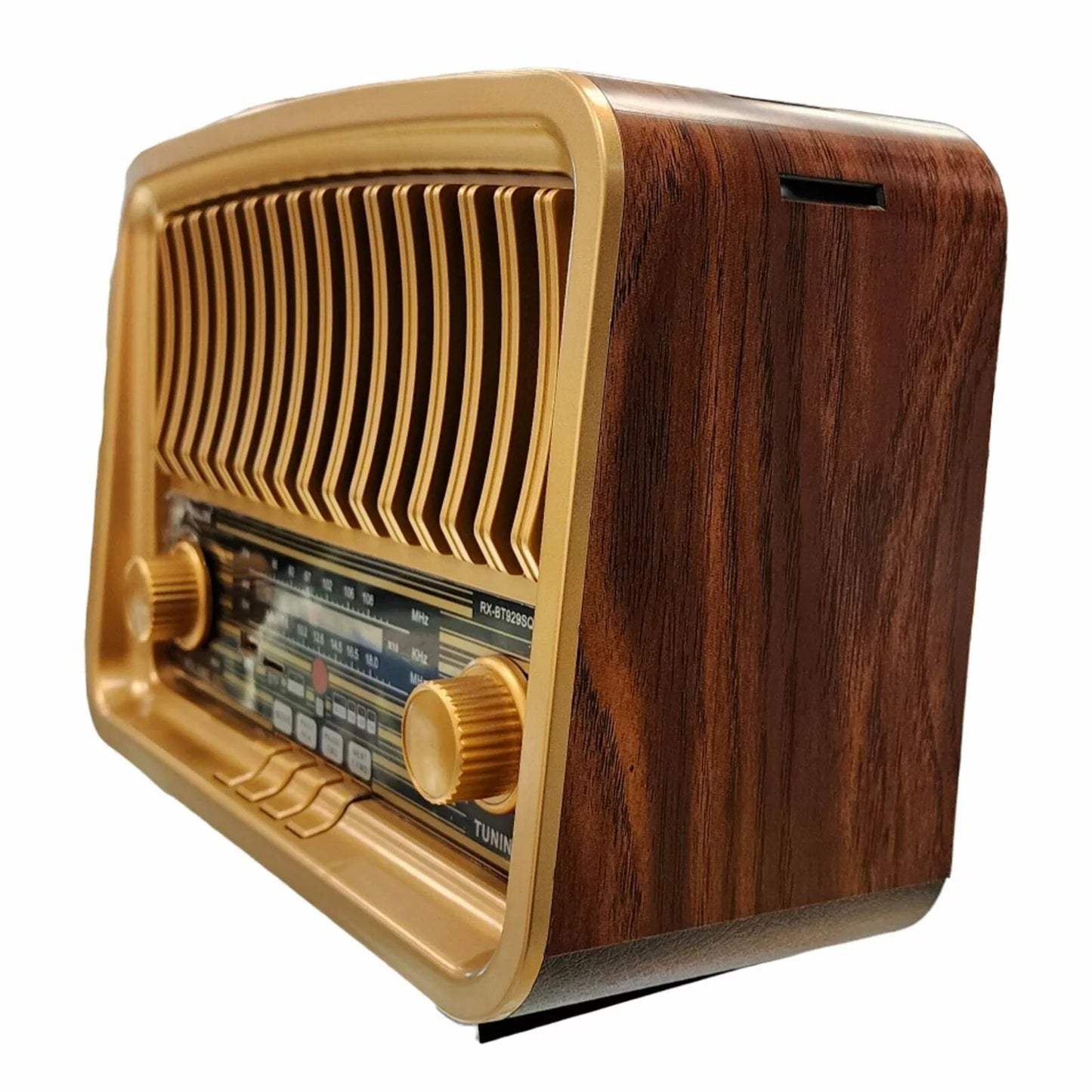 RX-BT929SQ Rx Retro Throwback Vintage Transistor Built-In Speaker Big Box Portable Wooden Table Usb Sd Card Fm Am Radio