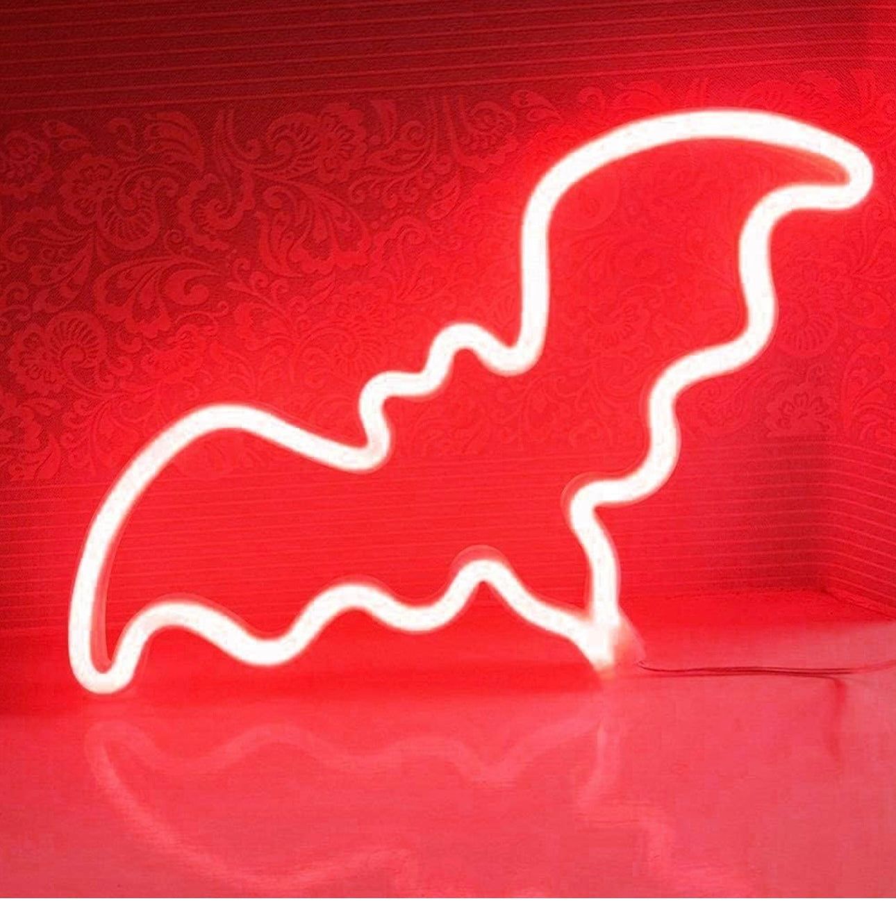 Bat Neon Sign,USB or 3-AA Battery Powered Neon Light,LED Table Decoration,Bedroom Wall Decoration,Birthday Gift,Wedding Supplies Business Gift(Pink,Red)