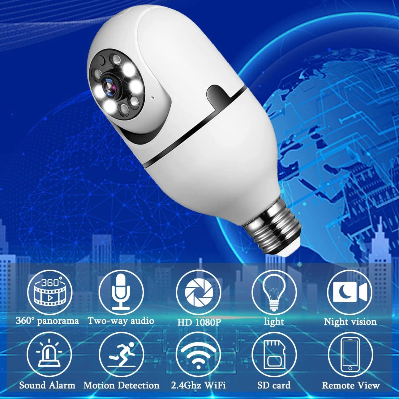 Bulb Smart WiFi PTZ Camera V380 Pro