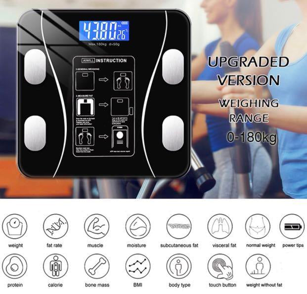 Digital Scale - Bluetooth Smart Scale Bathroom Weight Scale, Body Fat Monitor, 10 Key Composition, iOS Android APP,