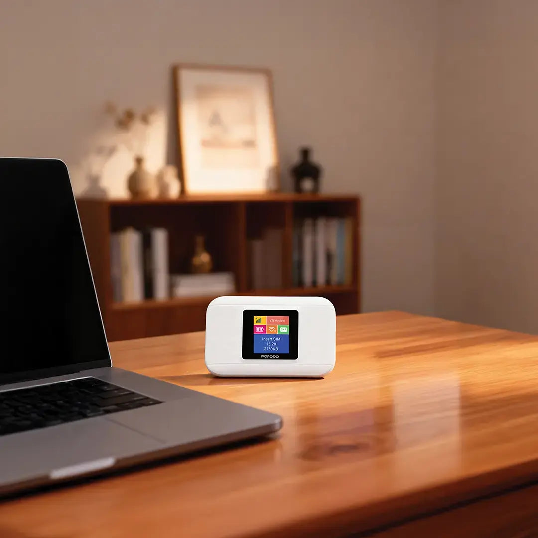 Porodo Nexfi 3000mAh 4g LTE Portable WiFi Router Multi-User Connection - White