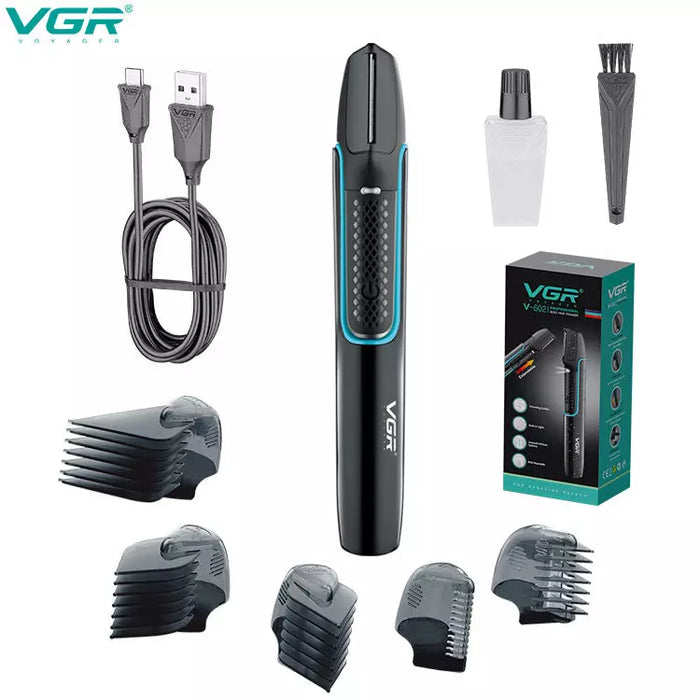 VGR V-602 Professional Body Hair Trimmer with Built-in Light & Extendable Handle, Fully Waterproof, 120-Minute Runtime, 6 Length Settings (Black)