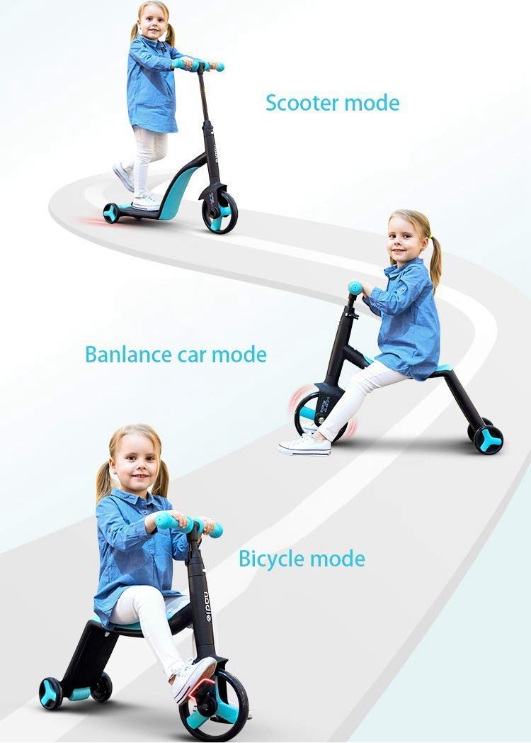 Kids Scooter, 3-in-1 Scooter for Ages 2-6, Toddler Scooter with 3 Adjustable Heights, Kids Tricycle, Balance Bike, Toys for Boys & Girls, Indoor and Outdoor