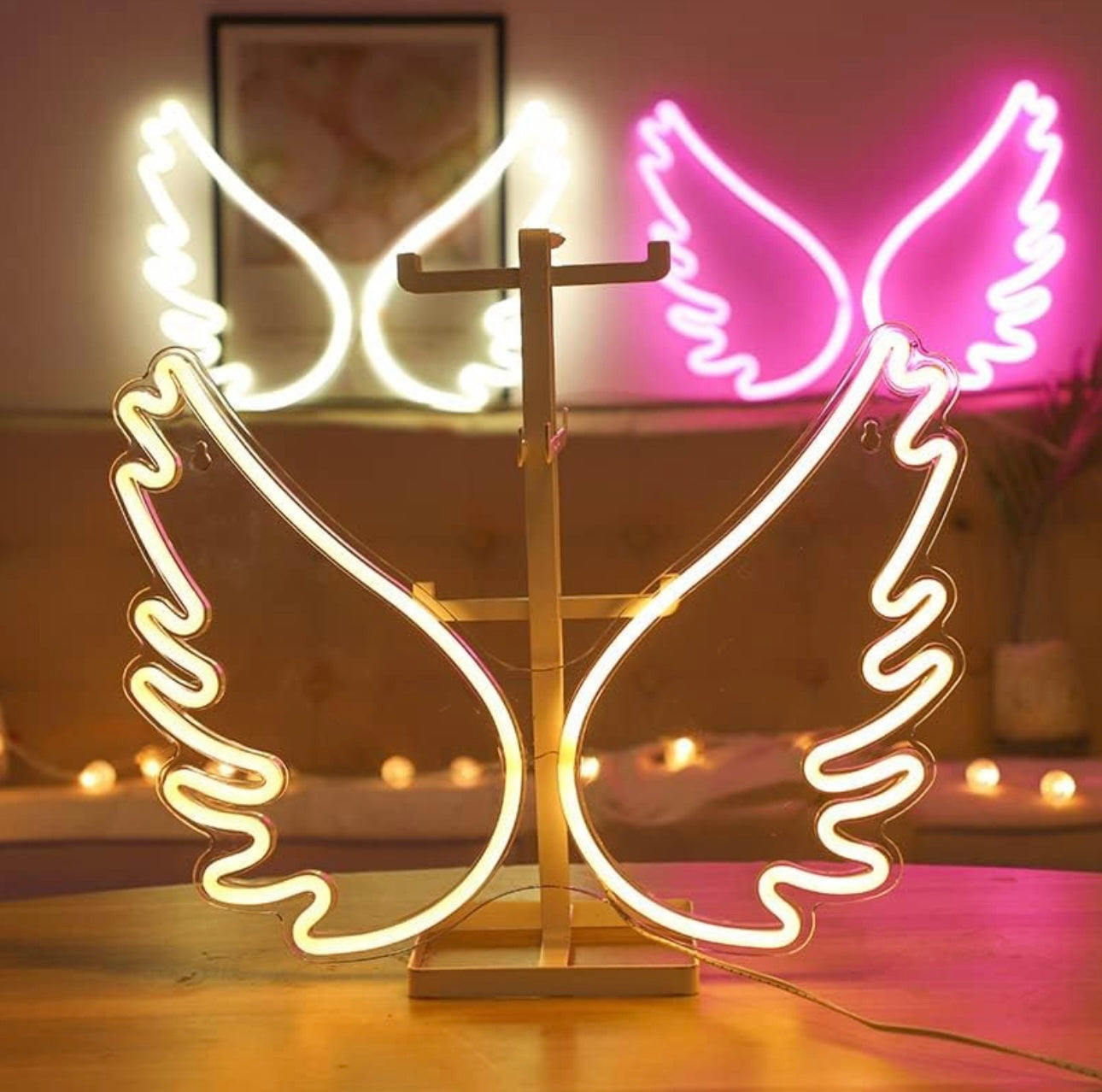 Neon Night Light,Angel Wings Neon Signs,USB Powered Acrylic Neon Signs,for Girl Bedroom, Kids Room,Wedding Decor,Teenage Birthday’s Gift