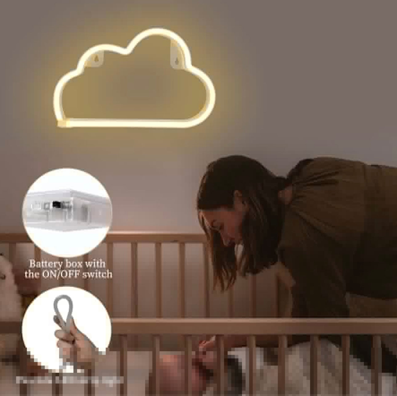 Cloud Neon Signs, LED Cloud Neon Light for Wall Decor, Battery or USB Powered Cloud Sign Shaped Decoration Wall Lights for Bedroom Aesthetic Teen Girl Kid Room Christmas Birthday Wedding Party