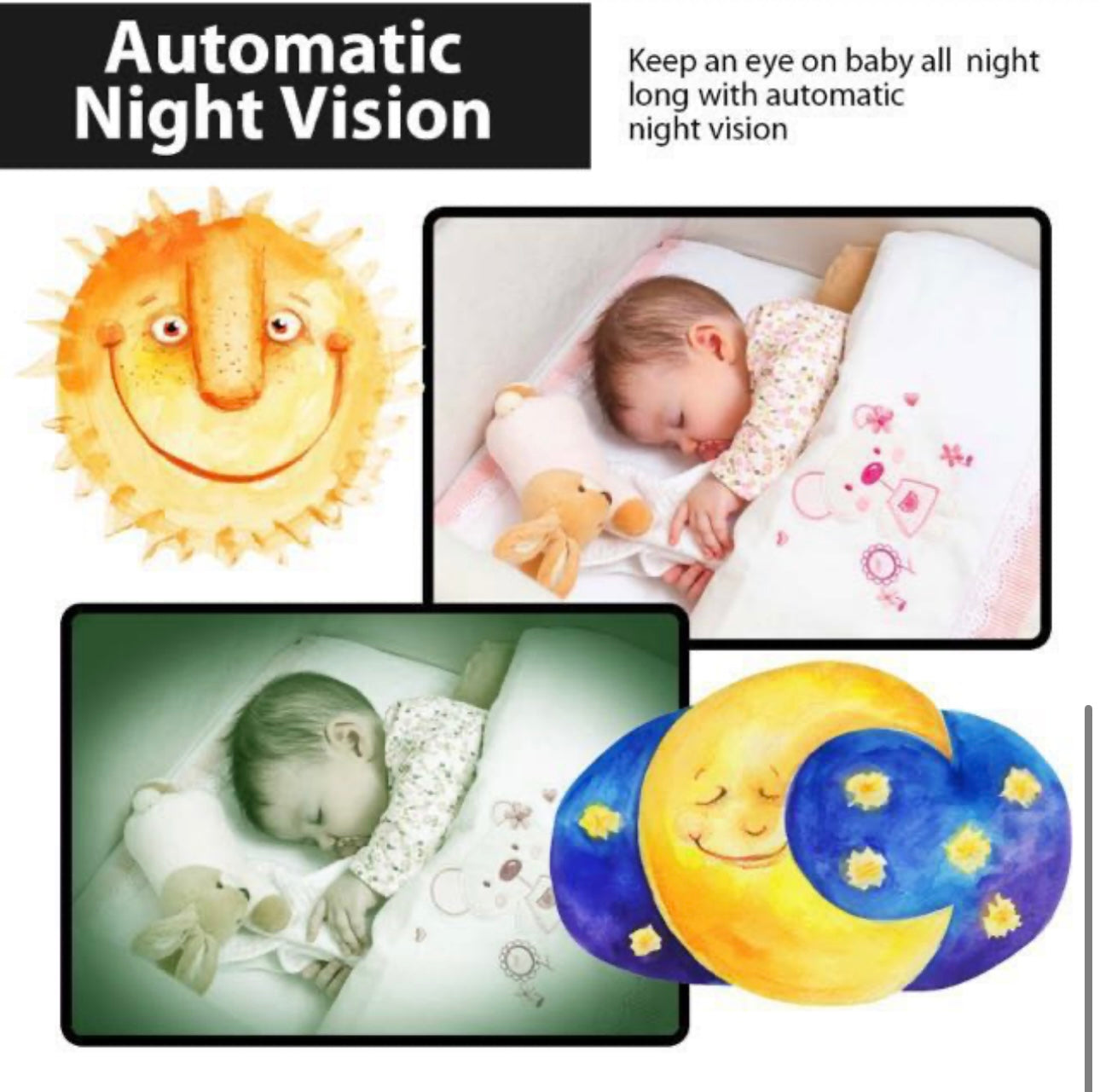 Video Baby Monitor Vb601 Wireless Video Baby Monitor Night Vision Motion Detection Small Camera Two Way Intercom LED Temperature Monitoring Monitor Your Baby Easily