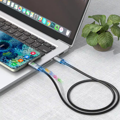 Green Lion LED Braided USB-C to USB-C Cable - Black