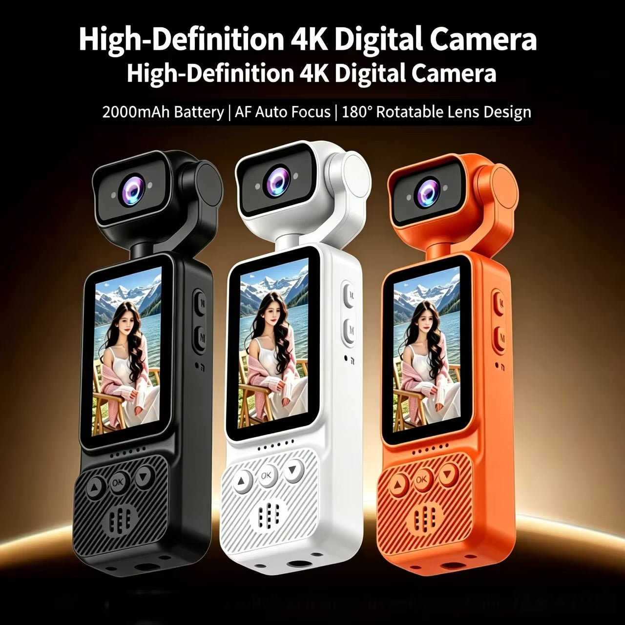 D07 Rotatable Lens Action Camera – Full HD 1080P HD WiFi Pocket Camera with Night Vision Video and Audio Recording Chest-Mounted Bike Dashcam 180-Degree Rotating Lens