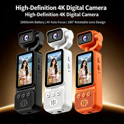D07 Rotatable Lens Action Camera – Full HD 1080P HD WiFi Pocket Camera with Night Vision Video and Audio Recording Chest-Mounted Bike Dashcam 180-Degree Rotating Lens