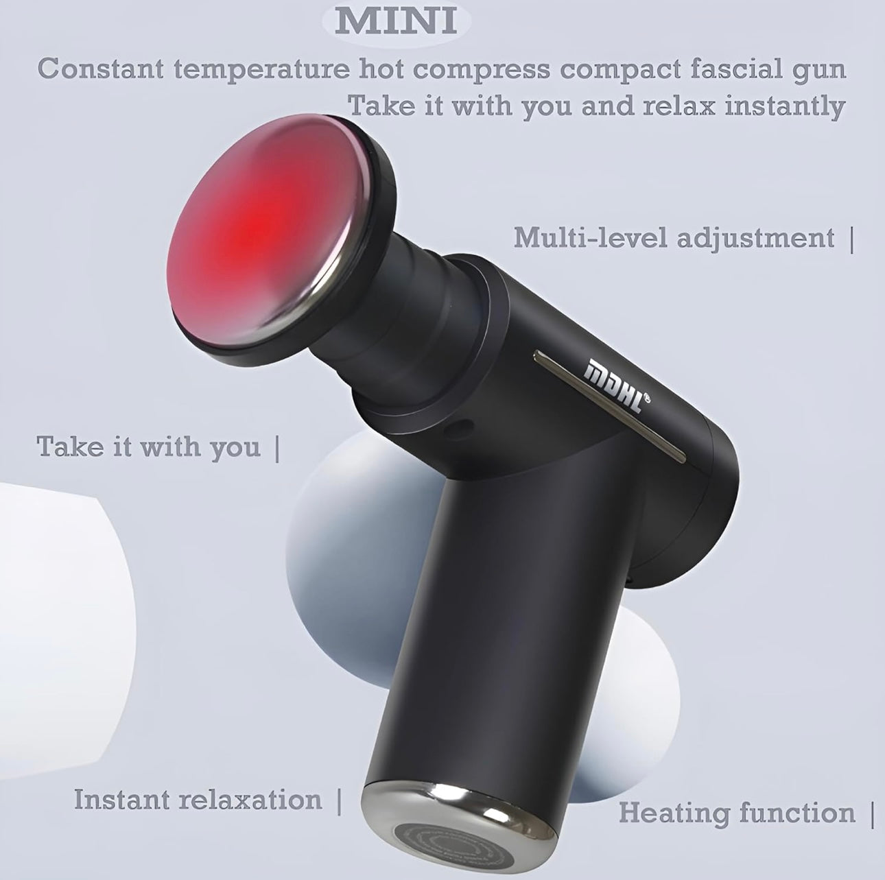 Portable Massage Gun Percussion Muscle Massager Gun Cordless Recovery Massager with 6 Heads and Hot Cold Therapy Compact Muscle Deep Tissue Treatment for Any Pain Relief and Relaxation