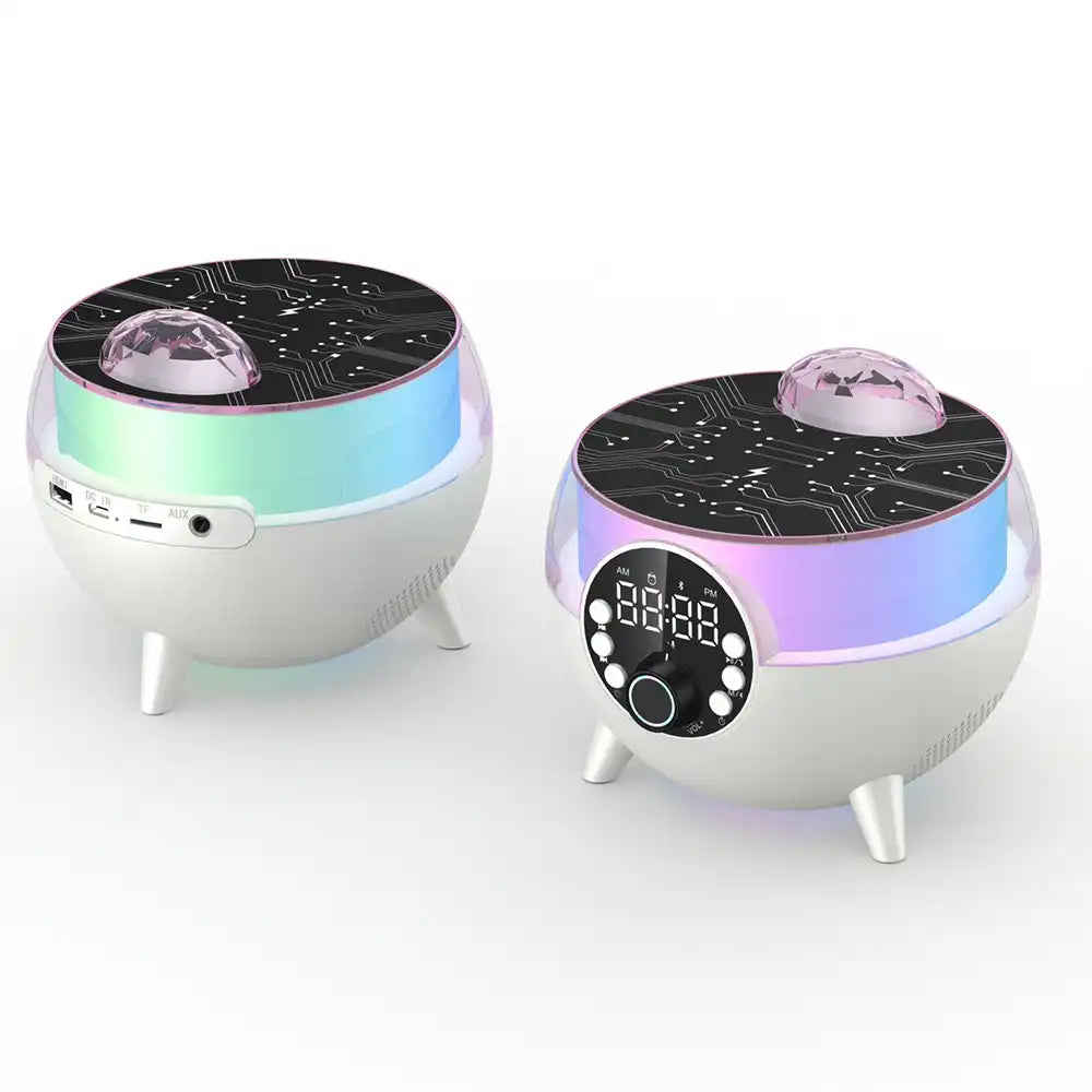 SING-E ZQS2226 Mini LED Projection Lamp New Starry Sky Dream Star Moon Lamp with Bluetooth Speaker+Clock