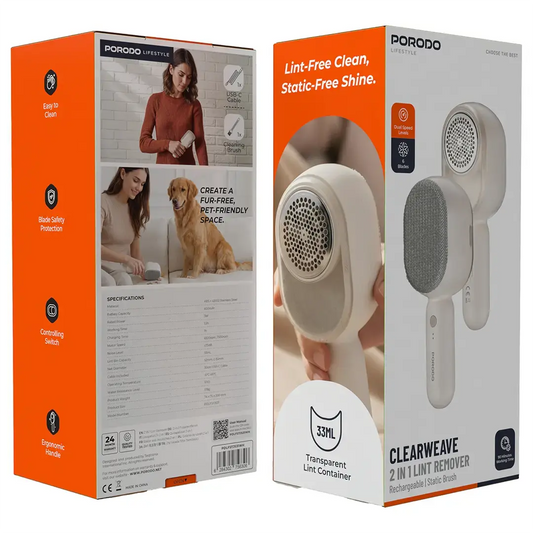 The Porodo Lifestyle Clearweave 2-In-1 Lint Remover - White