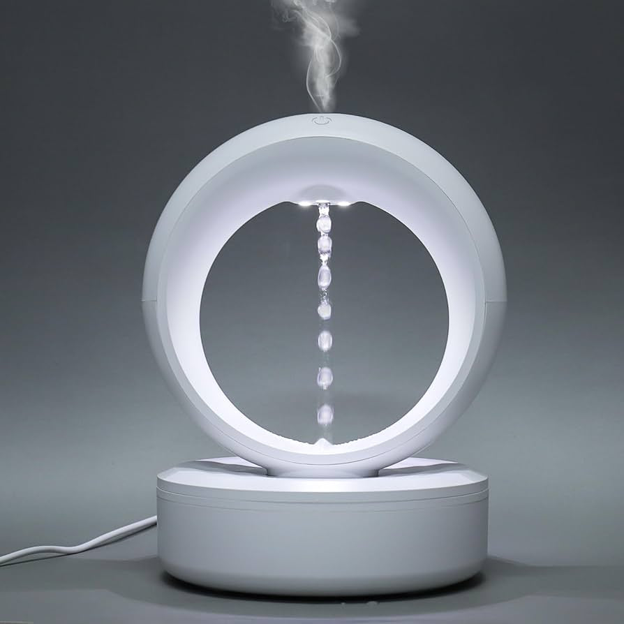 Anti-Gravity Humidifier for Bedroom (680ml), Quiet Ultrasonic Cool Mist Humidifier with Auto Shut-Off and LED Night Light, White