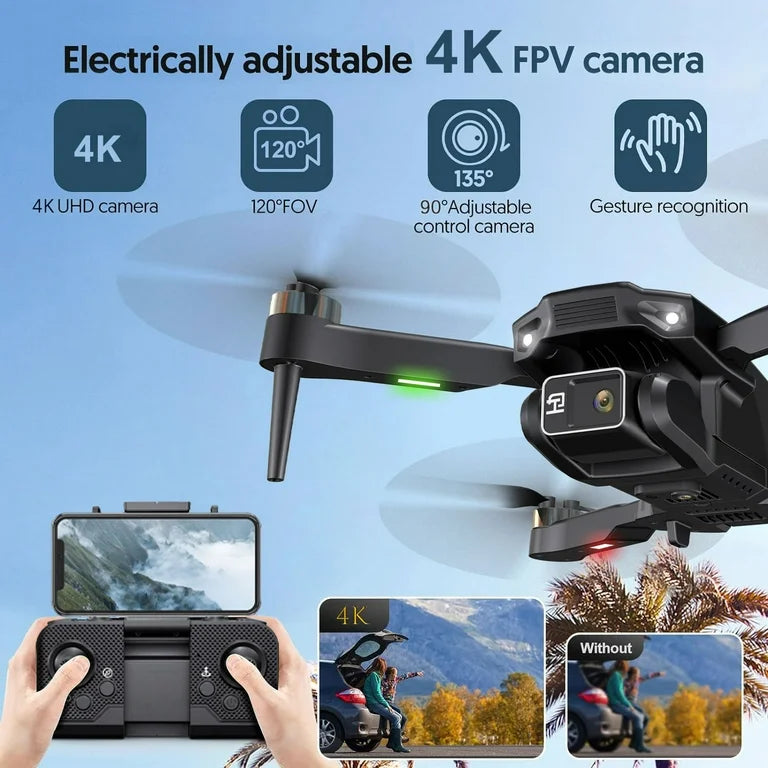 Kid Odyssey H16 Drone with Camera for Adults 4K, Foldable Drone for Beginners with Brushless Motor, Optical Flow Positioning, with 1 Battery and Carrying Case