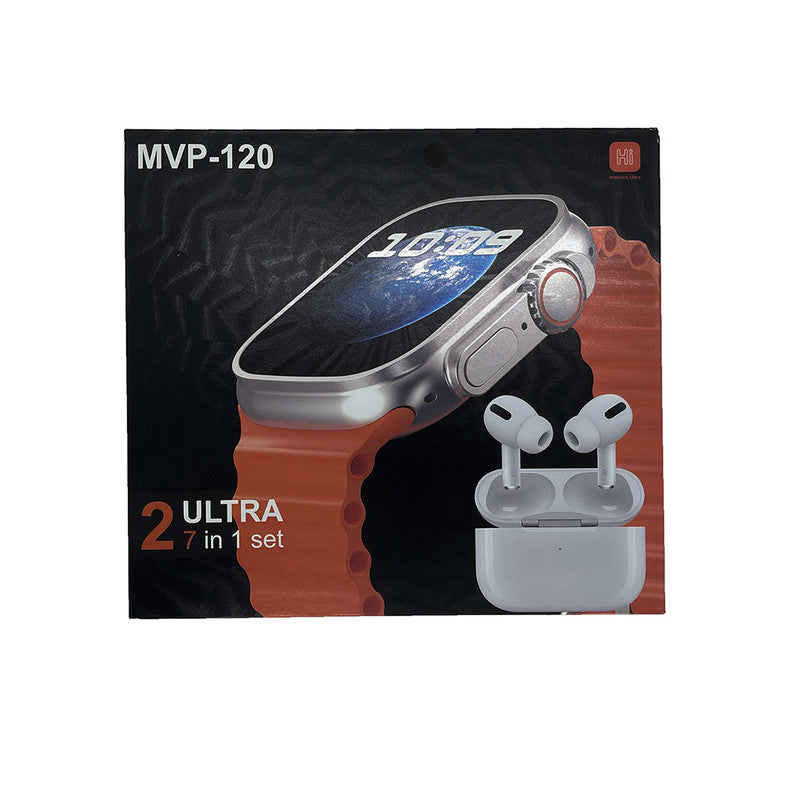 MVP-120 7 in 1 Ultra Package 4 Straps,49mm Sport Fitness Watch with Protective Case ,Earphone,Wireless charger