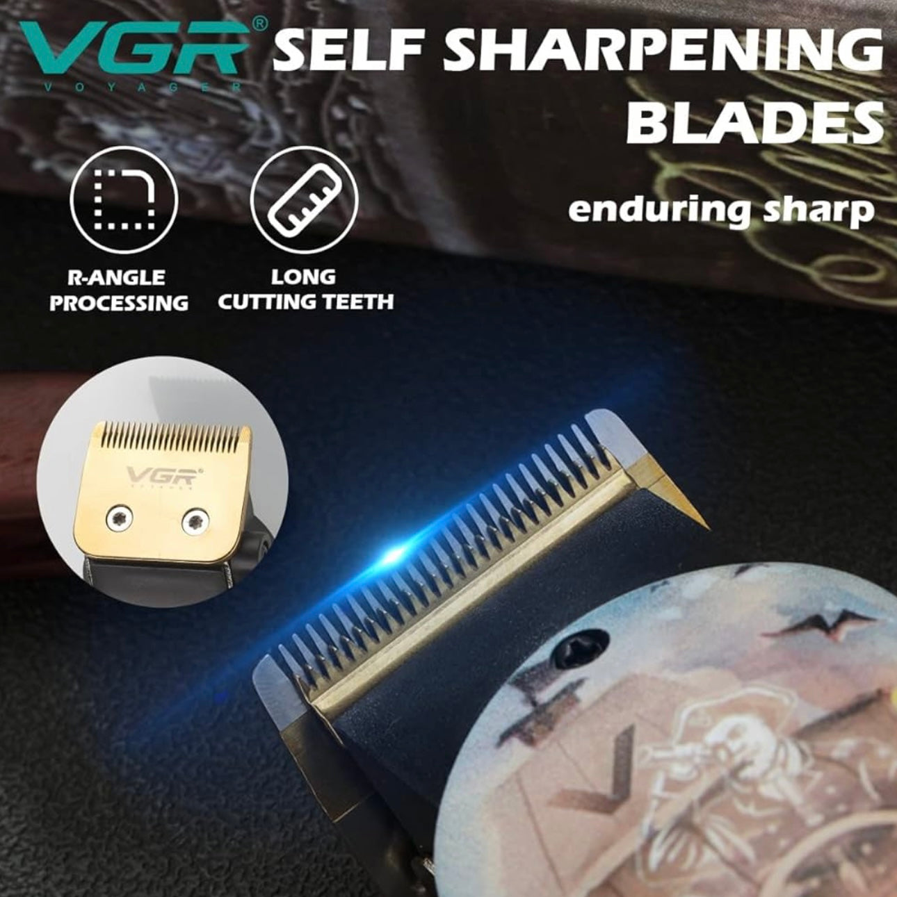 VGR V-689 Professional Salon Series Hair Clipper/Hair Trimmer for Men with LED display, Runtime 180 min with 4 Cutting Guide comb