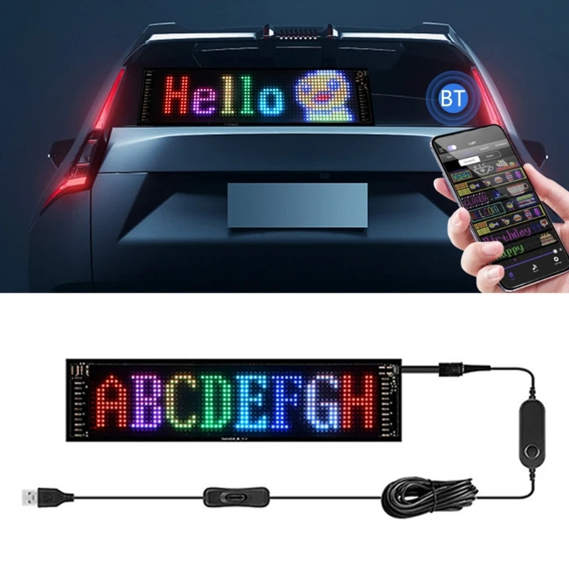 LED Car Sign: Programmable LED Matrix Panel with FPCB Flexible Screen for Displaying Perfect for Cars, Shops,Restaurants and Party Festivals