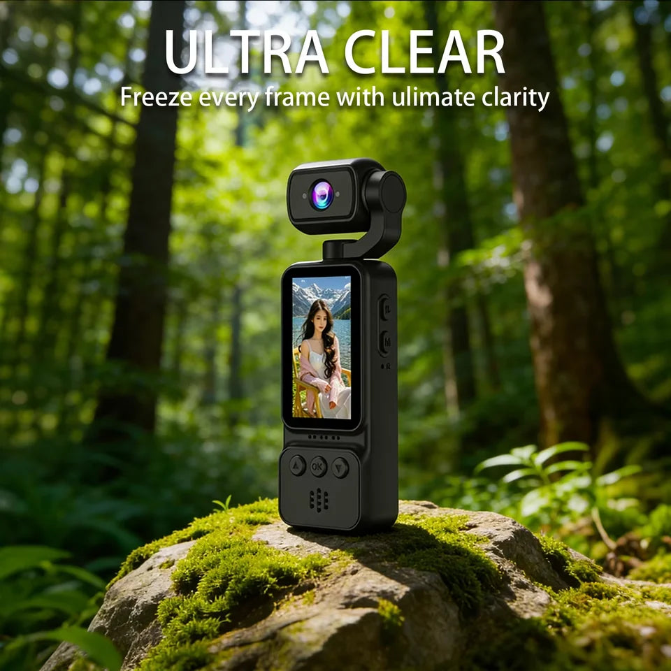 D07 Rotatable Lens Action Camera – Full HD 1080P HD WiFi Pocket Camera with Night Vision Video and Audio Recording Chest-Mounted Bike Dashcam 180-Degree Rotating Lens