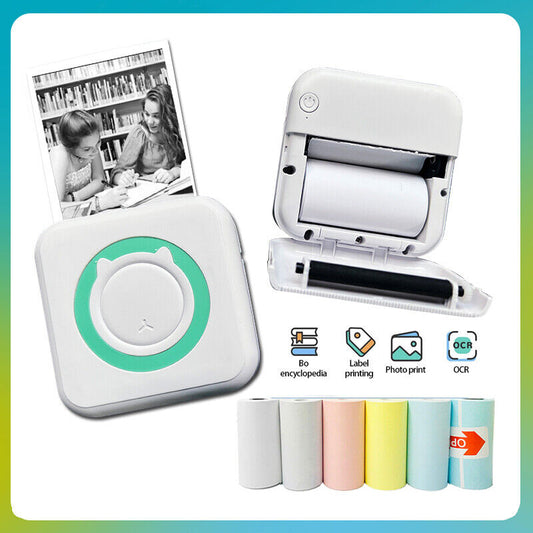 Portable Mini Thermal Printer Wirelessly BT Photo Label Memo Printing