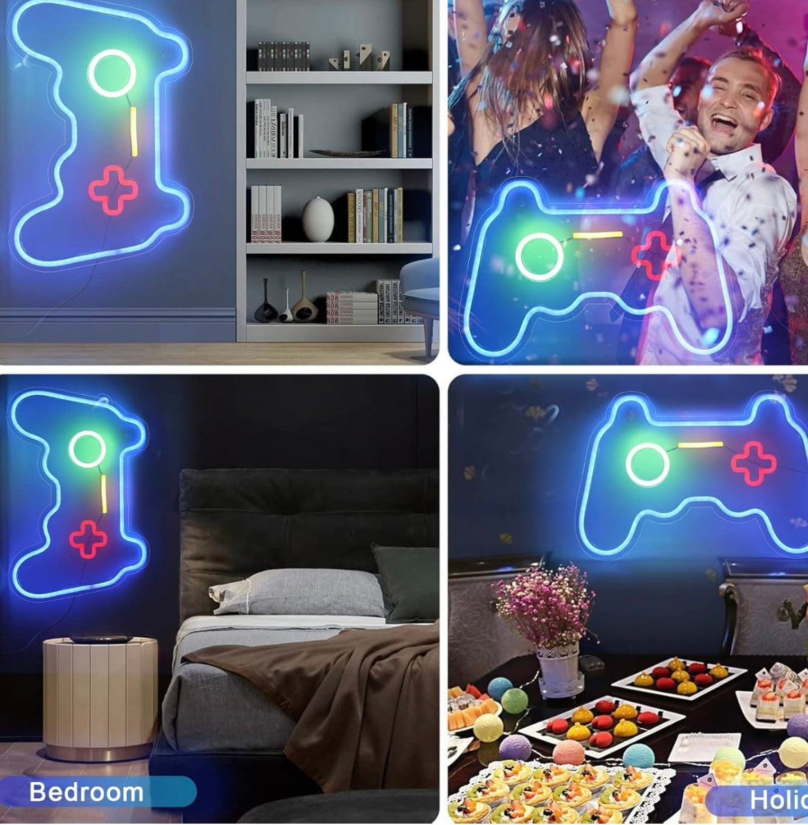 Game Led Signs Neon Gaming Lights for Gamer Room Decor,Light Up Gamepad Neon Signs Gifts for Teen Boy Room Bedroom Wall Decorations,16 x 11 Inch