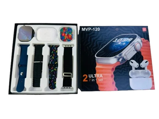 MVP-120 7 in 1 Ultra Package 4 Straps,49mm Sport Fitness Watch with Protective Case ,Earphone,Wireless charger