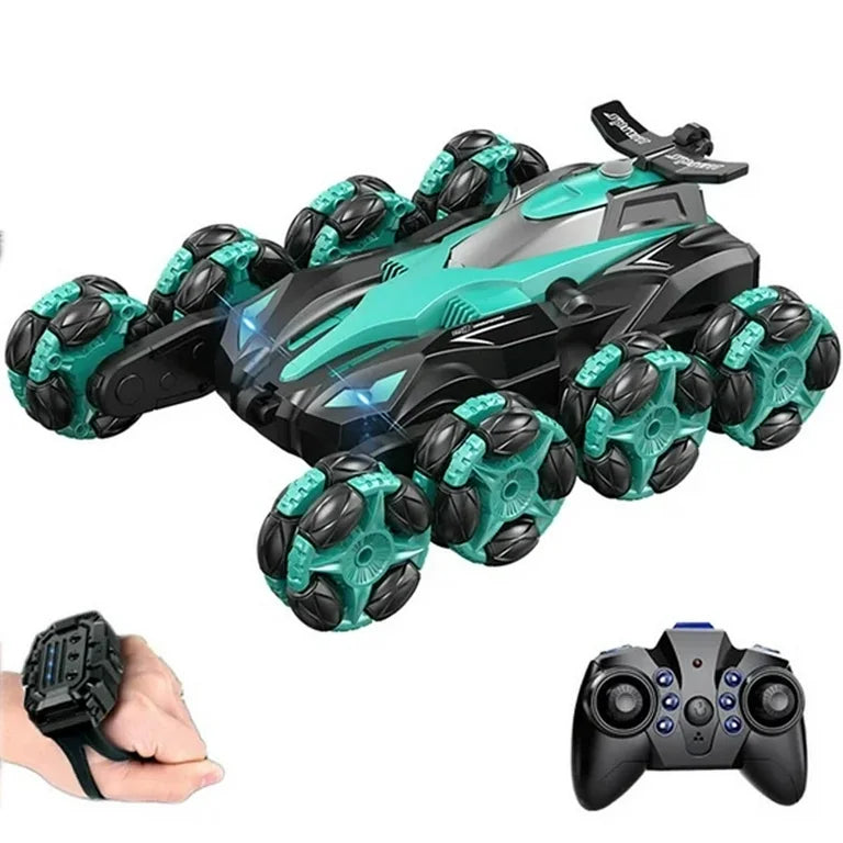 I2.4GHz Gesture Sensing RC Stunt Car, 8WD 360° Spin Flip RC Car with Light Music and Spray