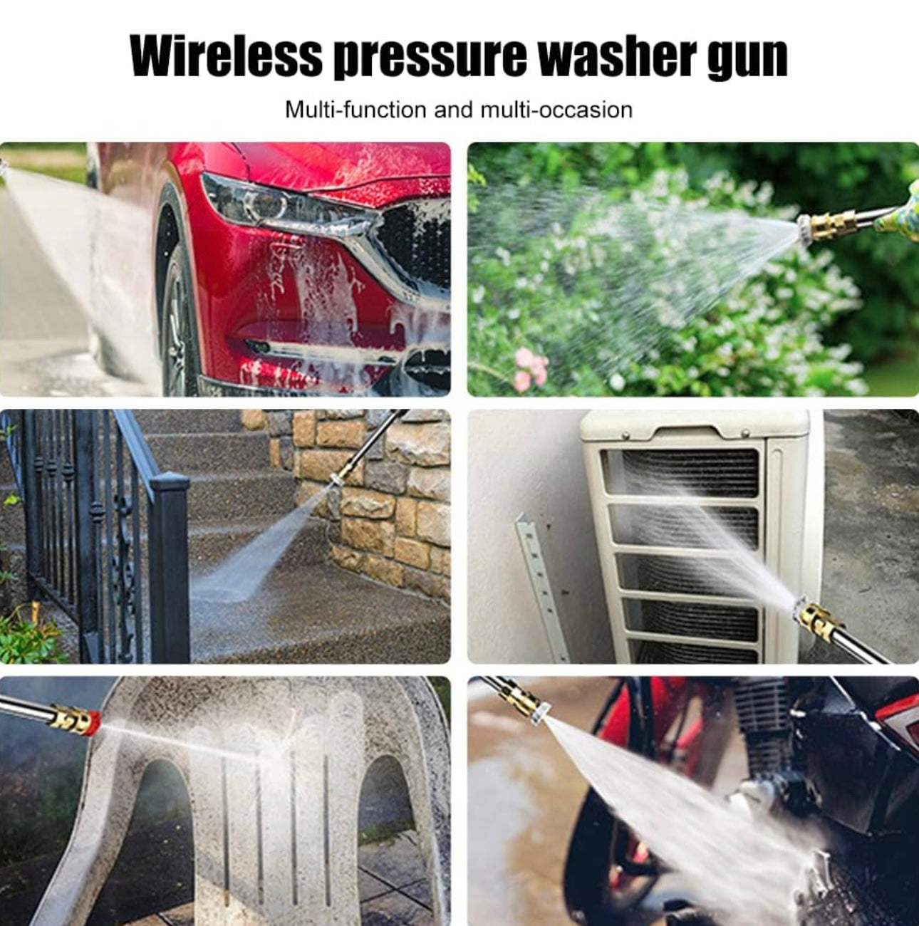 Cordless Pressure Washer Gun, 300W Wireless High-Pressure Car Washing Gun with 30Bar Pressure, 20000mAh Battery, 40-Minute Runtime, and Foam Sprayer (24V)