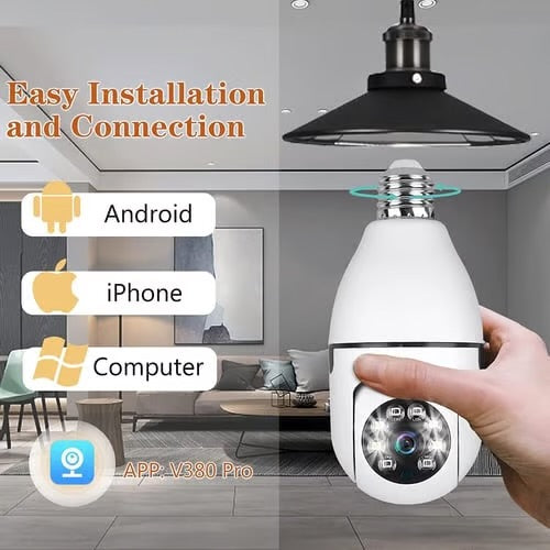 Bulb Smart WiFi PTZ Camera V380 Pro