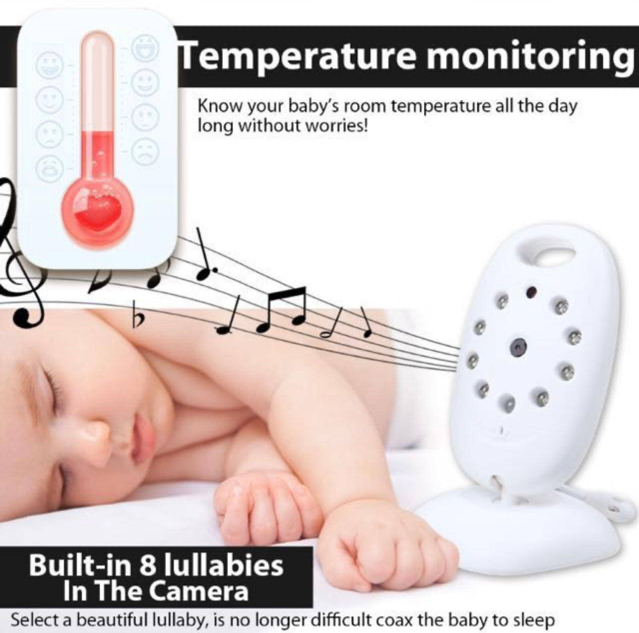 Video Baby Monitor Vb601 Wireless Video Baby Monitor Night Vision Motion Detection Small Camera Two Way Intercom LED Temperature Monitoring Monitor Your Baby Easily