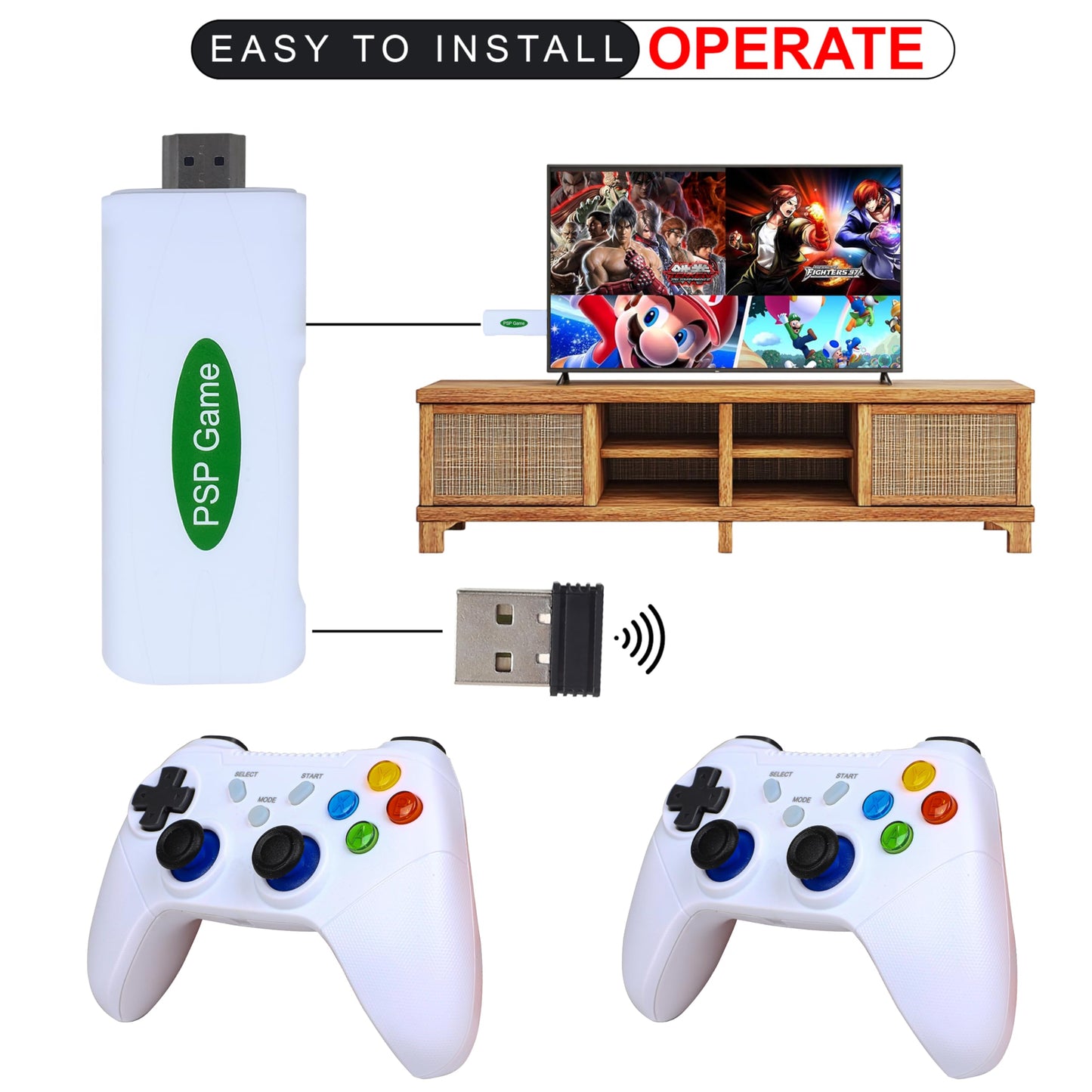 MA-18 Blast Box Edition Retro Game Console, 64GB Gaming Stick with 52 Emulators, 32,000+ Classic Games Including GTA vice city, NBA, Tekken, Pes19, White