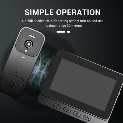 2.4G Wireless Doorbells with 4.3'' Display Security Camera Digital Door Peepholes HD Night Vision Home Intercom Video Eye Bell