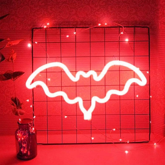 Bat Neon Sign,USB or 3-AA Battery Powered Neon Light,LED Table Decoration,Bedroom Wall Decoration,Birthday Gift,Wedding Supplies Business Gift(Pink,Red)