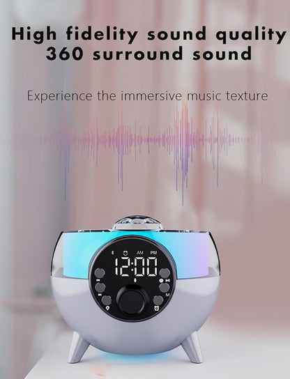 SING-E ZQS2226 Mini LED Projection Lamp New Starry Sky Dream Star Moon Lamp with Bluetooth Speaker+Clock