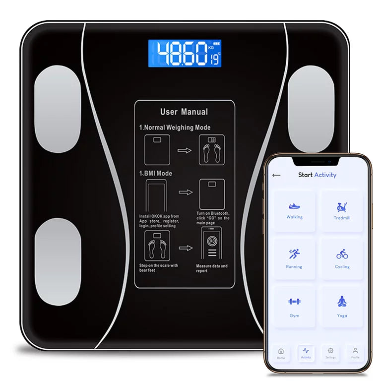 Digital Scale - Bluetooth Smart Scale Bathroom Weight Scale, Body Fat Monitor, 10 Key Composition, iOS Android APP,