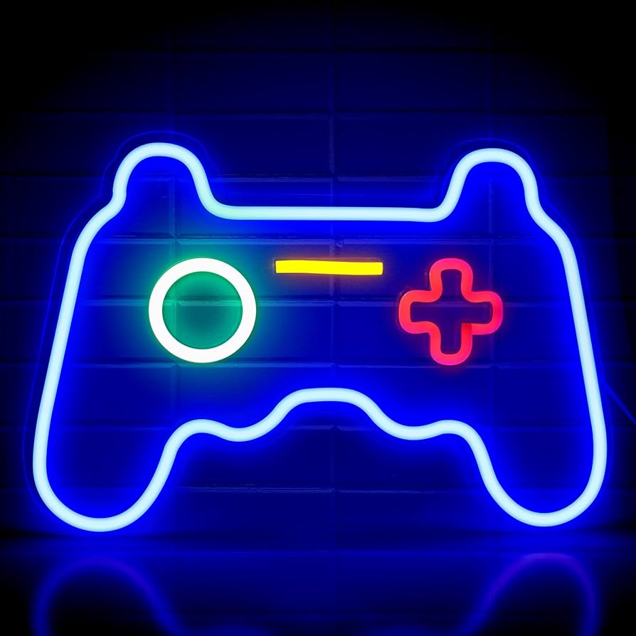 Game Led Signs Neon Gaming Lights for Gamer Room Decor,Light Up Gamepad Neon Signs Gifts for Teen Boy Room Bedroom Wall Decorations,16 x 11 Inch