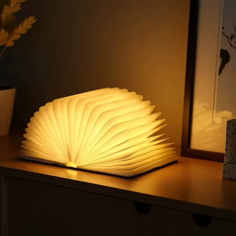 3D Book Light LED Night Light Folding Exquisite Gift USB Recharge Wooden Decor Bedroom Desk Table Lamp