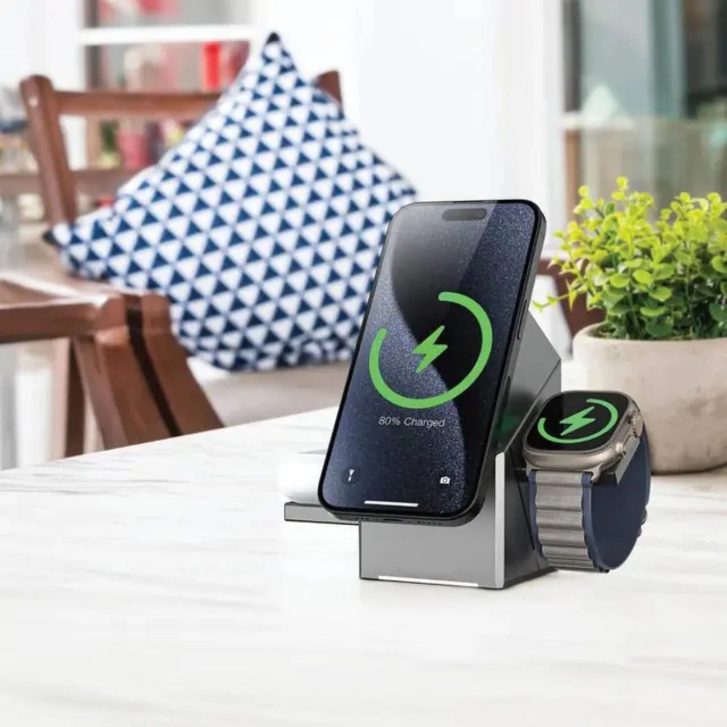 Green Lion 3 in 1 Magnetic Wireless Charger - Gray