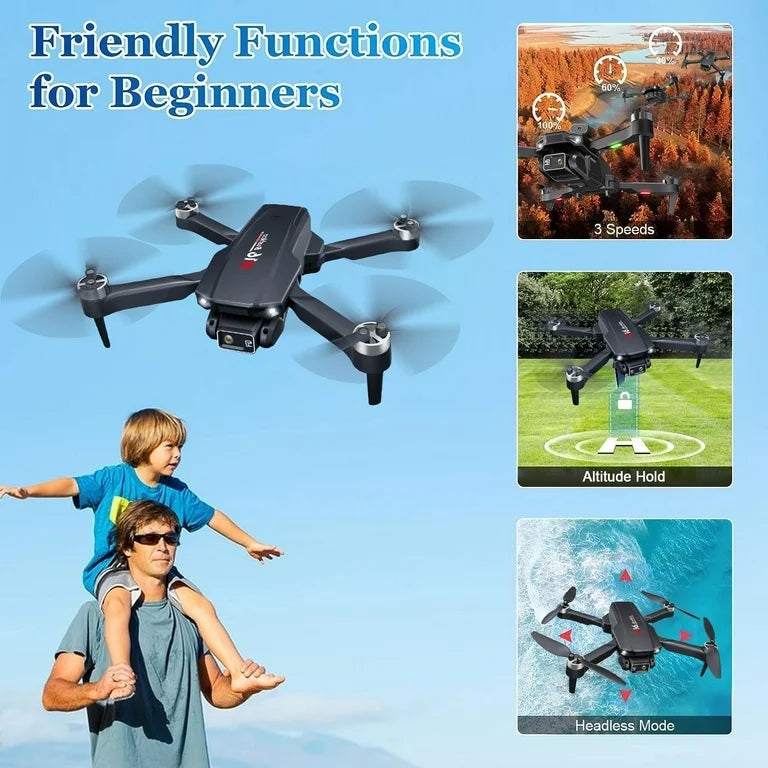 H27 Drone with Camera for Adults 4K, Foldable Drone for Beginners with Brushless Motor, Optical Flow Positioning, Infrared Obstacle Avoidance