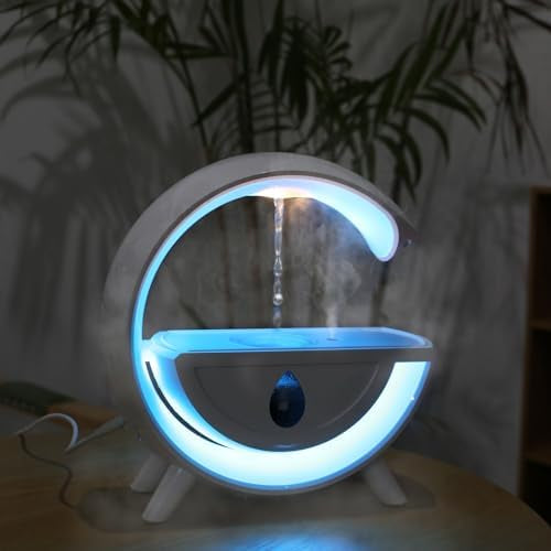 Anti-Gravity Humidifier,Humidifier for Bedroom, Humidifier with Bluetooth Speaker, 7Colors Night Light and Auto Shut-Off,