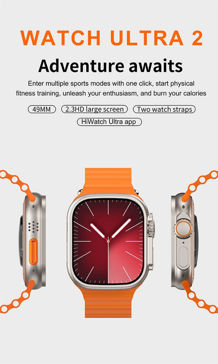 MVP-120 7 in 1 Ultra Package 4 Straps,49mm Sport Fitness Watch with Protective Case ,Earphone,Wireless charger