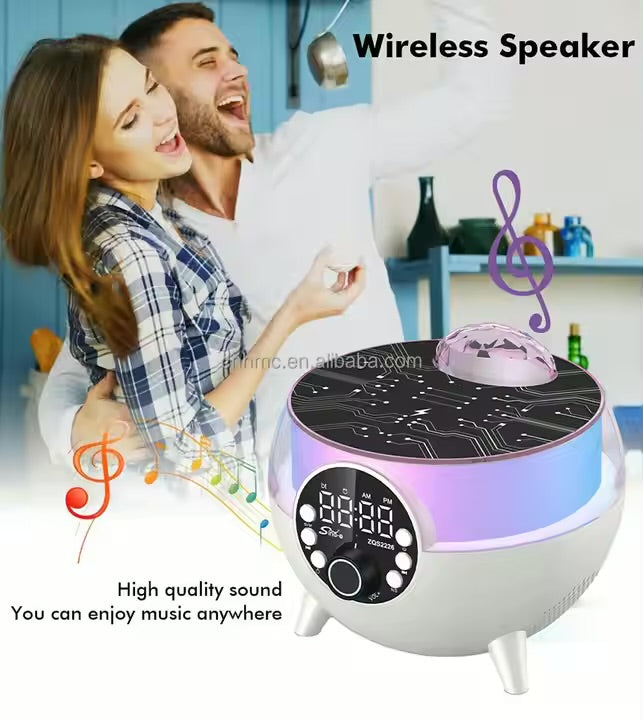 SING-E ZQS2226 Mini LED Projection Lamp New Starry Sky Dream Star Moon Lamp with Bluetooth Speaker+Clock